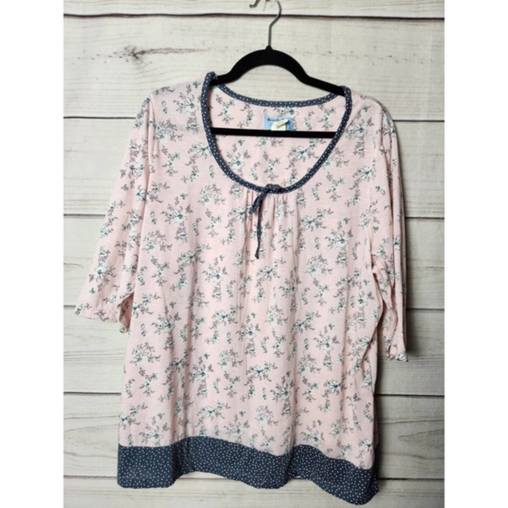 Amanda Paige Women's Floral 3/4th‎ Sleeve Sleepwear Top Size 2X